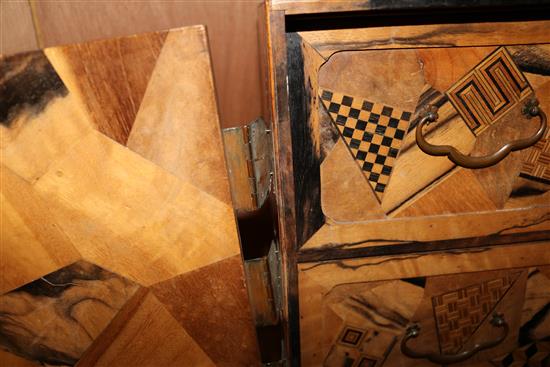 A Japanese parquetry chest/cabinet W.54cm